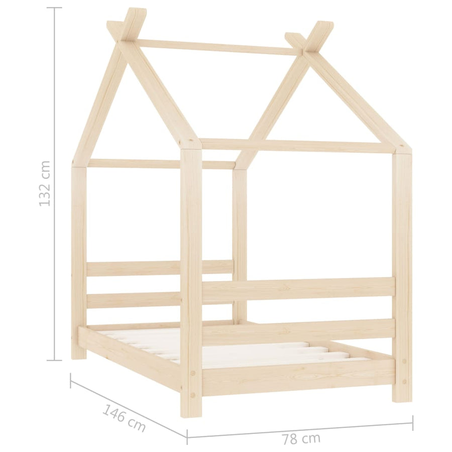 Kinderbedframe massief grenenhout 70x140 cm 70 x 140 cm Bruin
