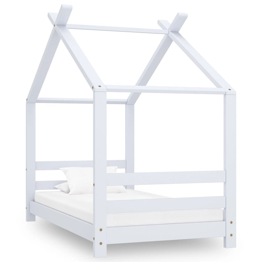 Kinderbedframe Massief Grenenhout 70 x 140 cm Wit