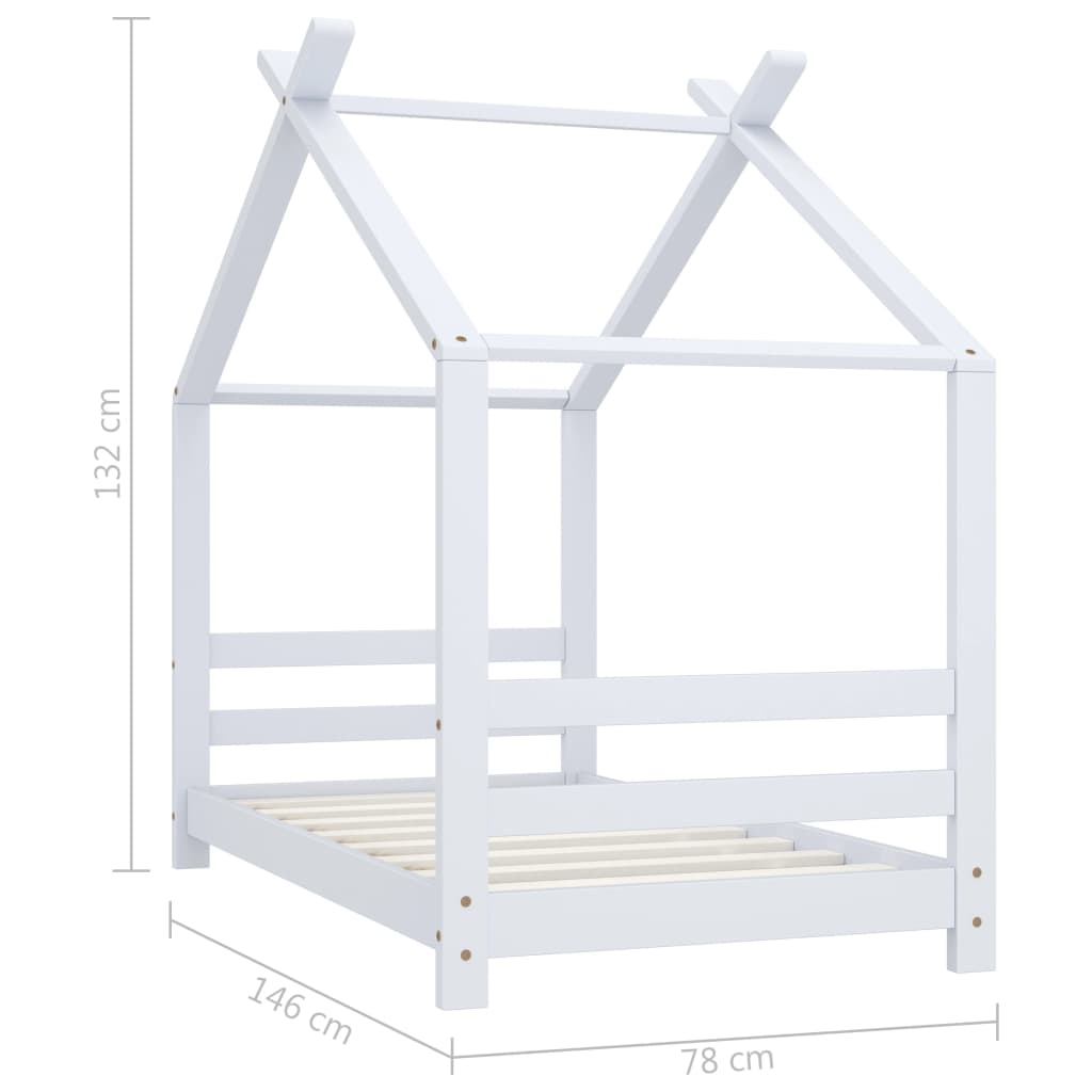Kinderbedframe Massief Grenenhout 70 x 140 cm Wit