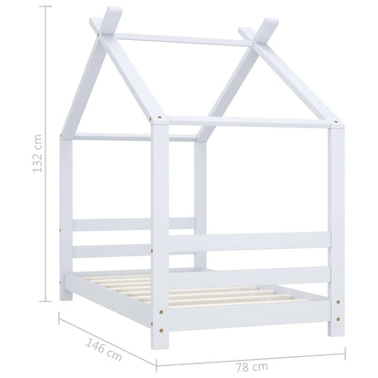 Kinderbedframe Massief Grenenhout 70 x 140 cm Wit