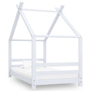 Kids bed frame solid pine white 80x160 cm