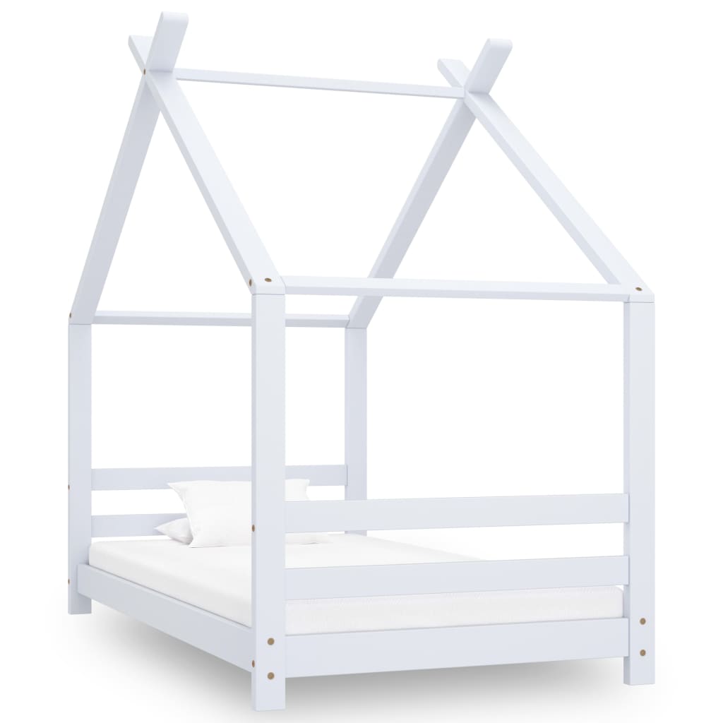 Kinderbedframe Massief Grenenhout 80 x 160 cm Wit