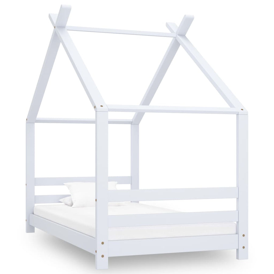 Kinderbedframe Massief Grenenhout 80 x 160 cm Wit