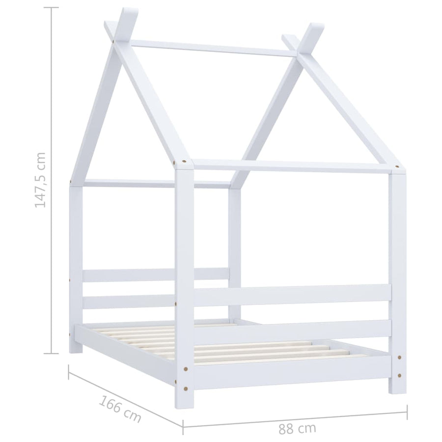 Kinderbedframe Massief Grenenhout 80 x 160 cm Wit