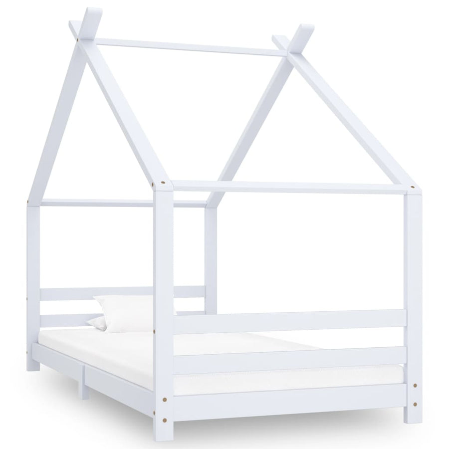 Kinderbedframe Massief Grenenhout 90 x 200 cm Wit