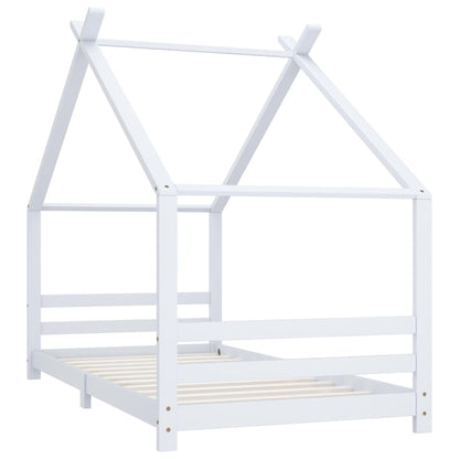 Kinderbedframe Massief Grenenhout 90 x 200 cm Wit