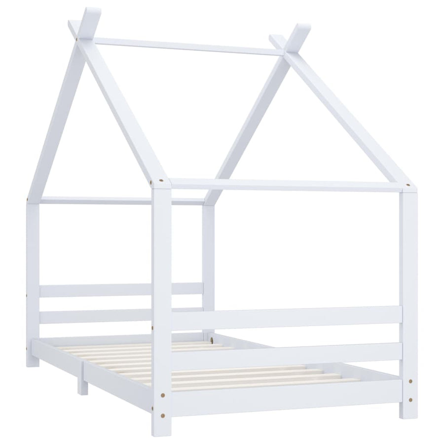 Kinderbedframe Massief Grenenhout 90 x 200 cm Wit