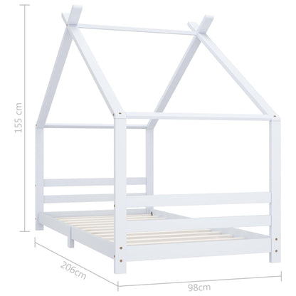 Kinderbedframe Massief Grenenhout 90 x 200 cm Wit