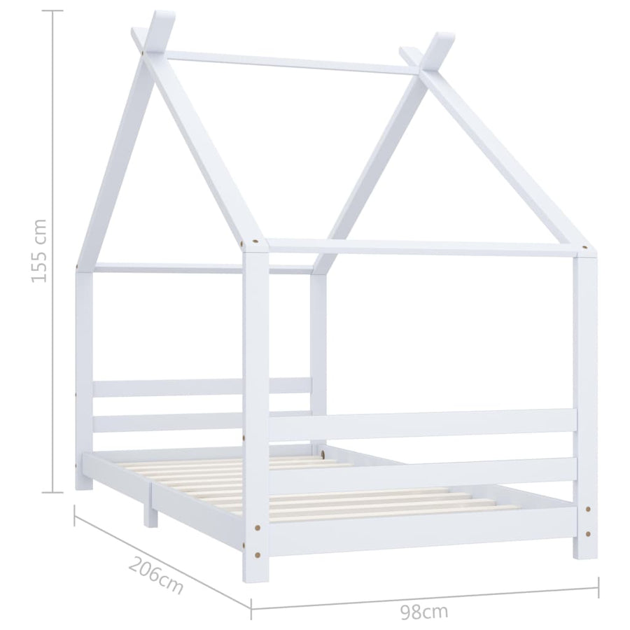 Kinderbedframe Massief Grenenhout 90 x 200 cm Wit