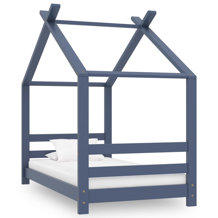 Kinderbedframe Massief Grenenhout 70 x 140 cm Grijs