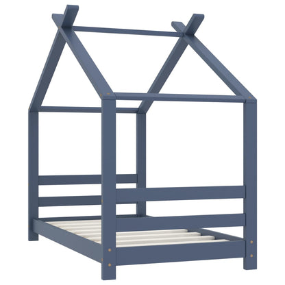 Kinderbedframe Massief Grenenhout 70 x 140 cm Grijs