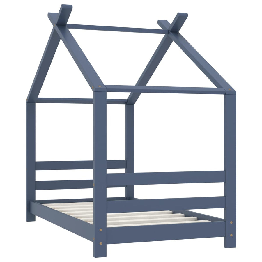 Kinderbedframe Massief Grenenhout 70 x 140 cm Grijs