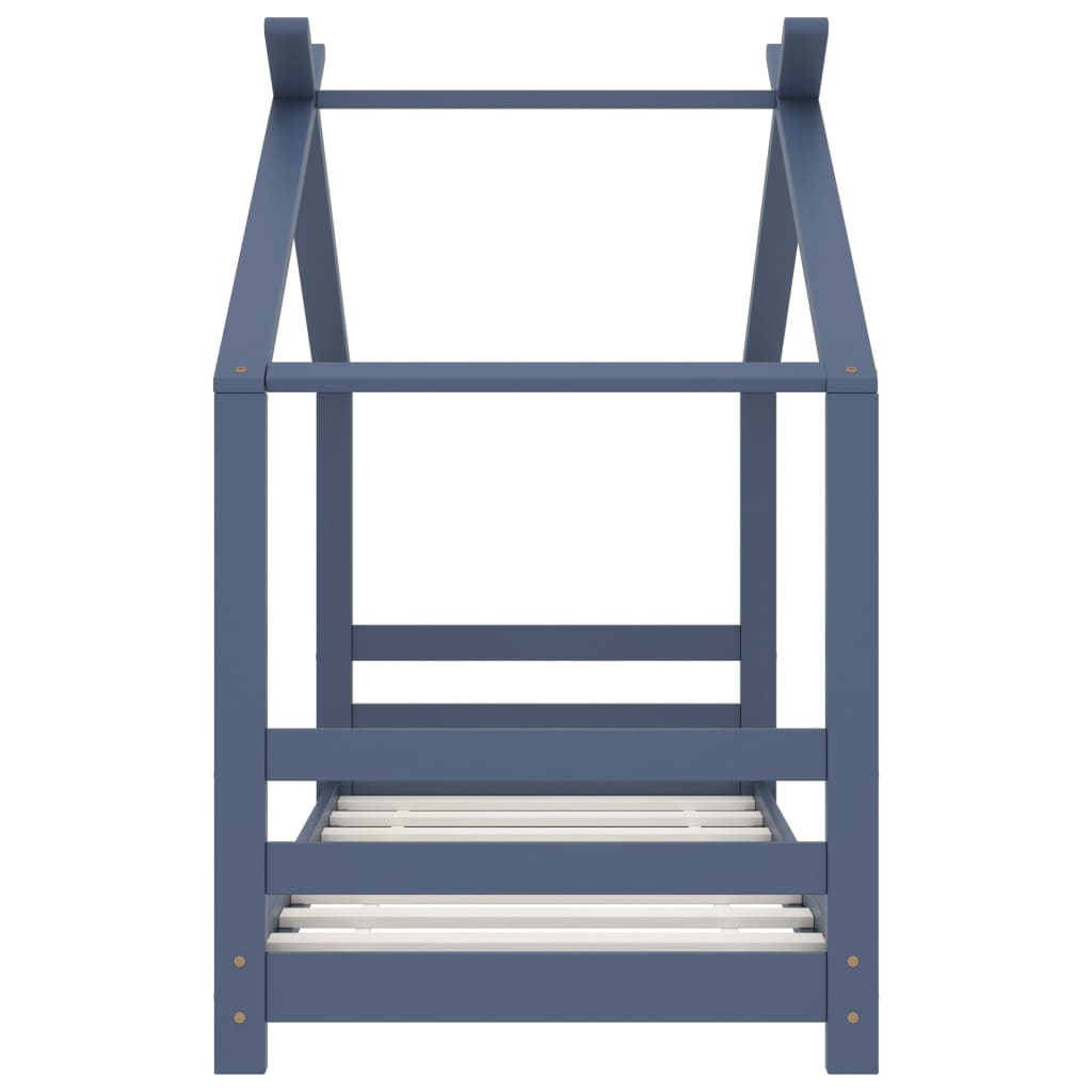 Kinderbedframe Massief Grenenhout 70 x 140 cm Grijs