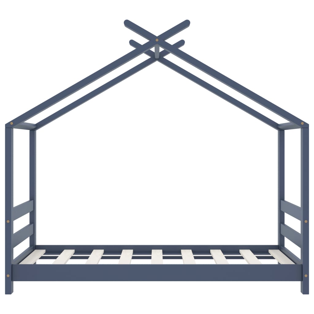 Kinderbedframe Massief Grenenhout 70 x 140 cm Grijs