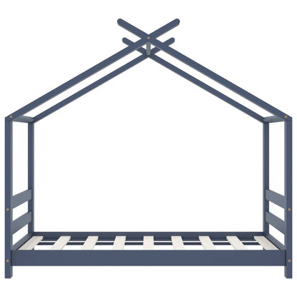 Kinderbedframe Massief Grenenhout 70 x 140 cm Grijs