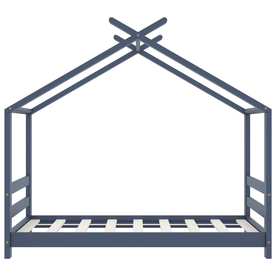 Kinderbedframe Massief Grenenhout 70 x 140 cm Grijs