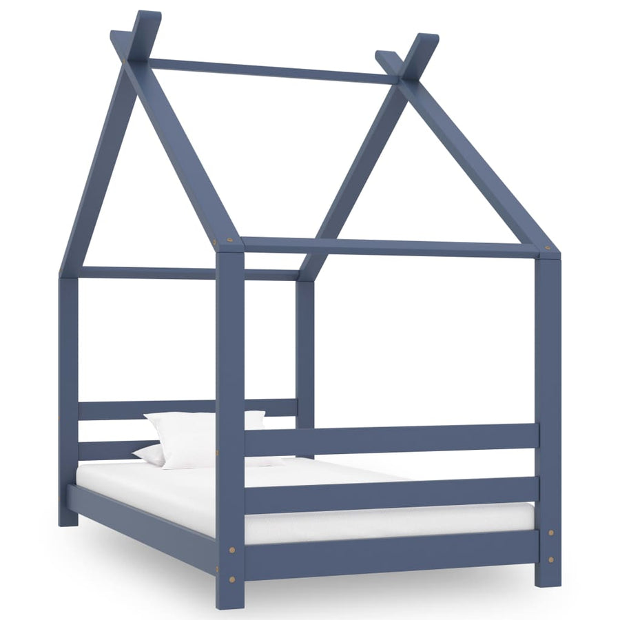 Kinderbedframe Massief Grenenhout 80 x 160 cm Grijs