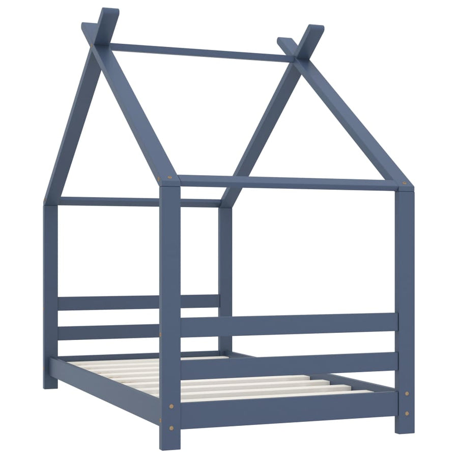 Kinderbedframe Massief Grenenhout 80 x 160 cm Grijs