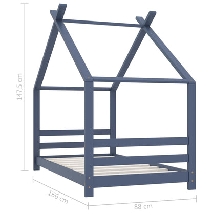 Kinderbedframe Massief Grenenhout 80 x 160 cm Grijs