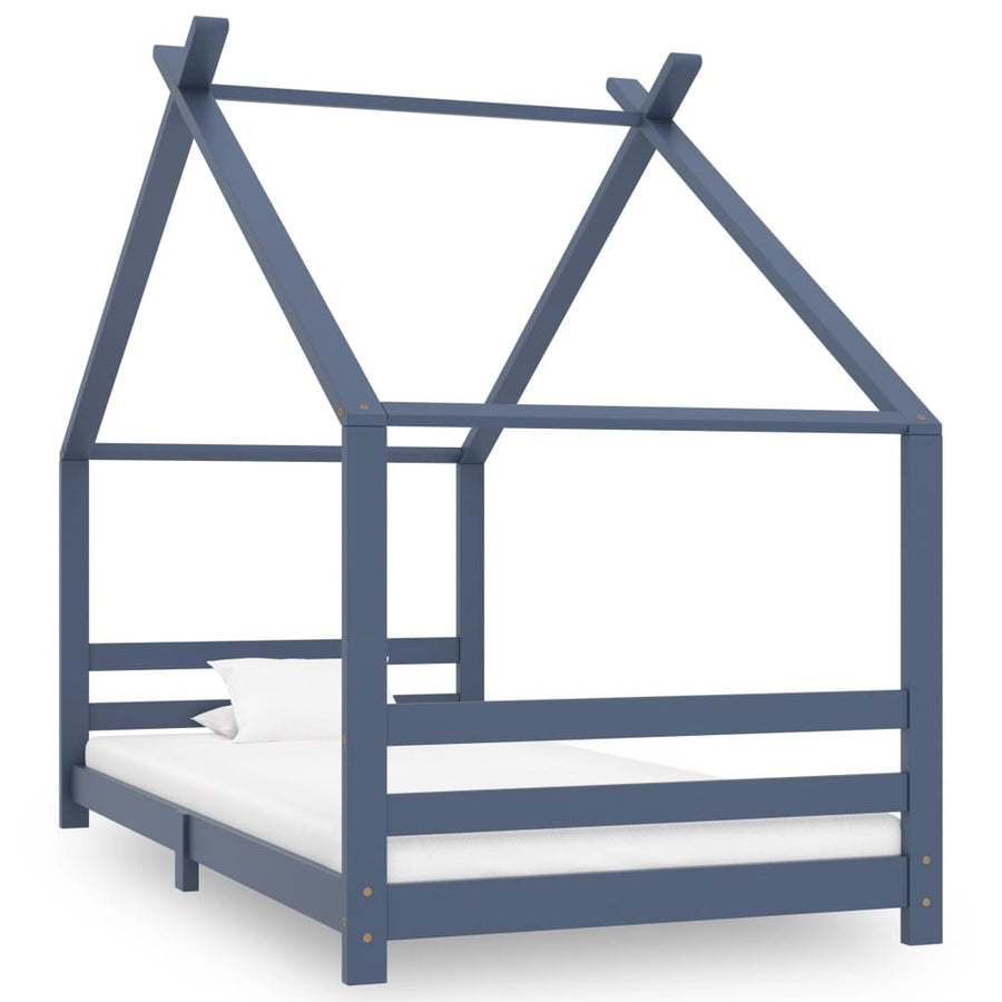 Kinderbedframe Massief Grenenhout 90 x 200 cm Grijs