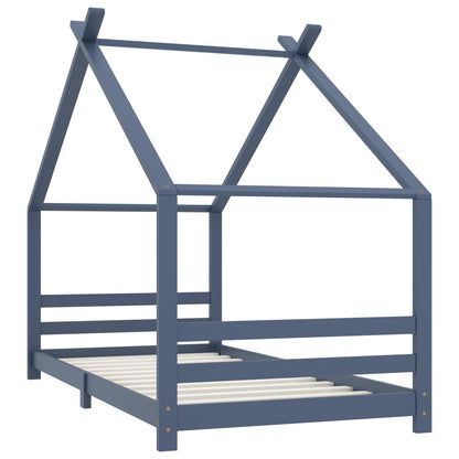 Kinderbedframe Massief Grenenhout 90 x 200 cm Grijs