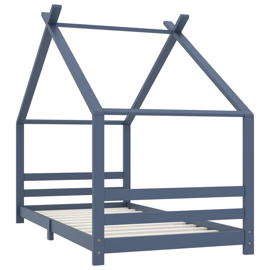 Kinderbedframe Massief Grenenhout 90 x 200 cm Grijs