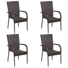 Stackable garden chairs 4 pcs poly rattan brown