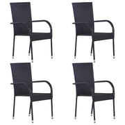 Stackable Garden Chairs 4 pcs Poly Rattan Black