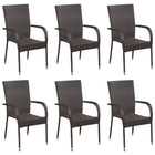 Tuinstoelen stapelbaar 6 stuks poly rattan bruin