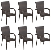 Tuinstoelen stapelbaar 6 stuks poly rattan bruin