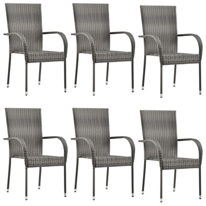 Tuinstoelen Stapelbaar Poly Rattan 6 Grijs