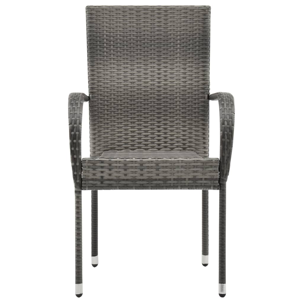 Tuinstoelen Stapelbaar Poly Rattan 6 Grijs