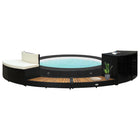 Poly rattan and acacia wood spa surround - black