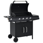 Gasbarbecue 4+1 kookzone 64x40 cm staal zwart