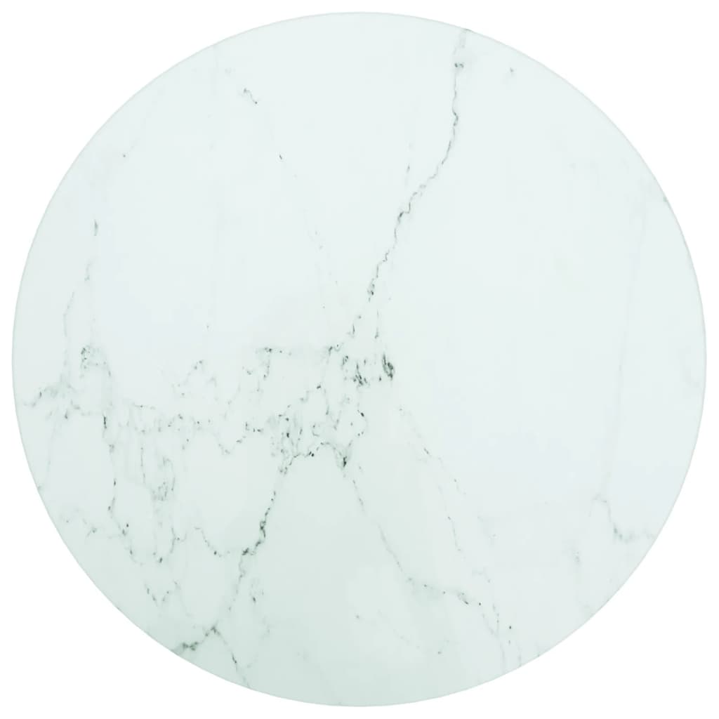 Tafelblad Ø30X0,8 Cm Gehard Glas Met Marmerontwerp Wit 1 Ø 30 cm
