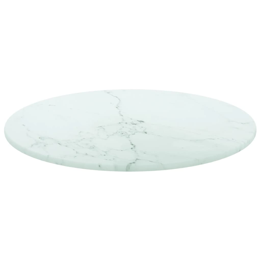 Tafelblad Ø30X0,8 Cm Gehard Glas Met Marmerontwerp Wit 1 Ø 30 cm