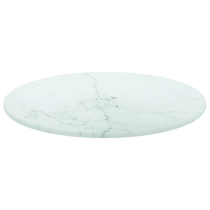 Tafelblad Ø30X0,8 Cm Gehard Glas Met Marmerontwerp Wit 1 Ø 30 cm