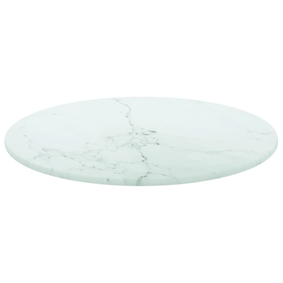 Tafelblad Ø30X0,8 Cm Gehard Glas Met Marmerontwerp Wit 1 Ø 30 cm