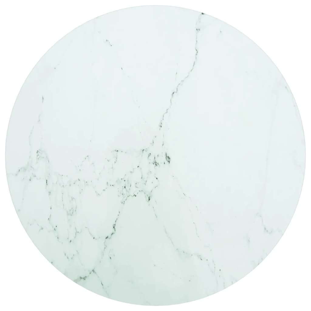Tafelblad Ø50X0,8 Cm Gehard Glas Met Marmeren Design Wit 1 Ø 50 cm