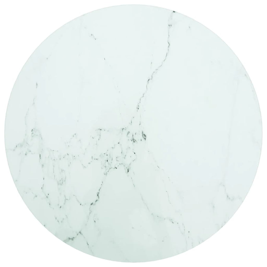 Tafelblad Ø50X0,8 Cm Gehard Glas Met Marmeren Design Wit 1 Ø 50 cm