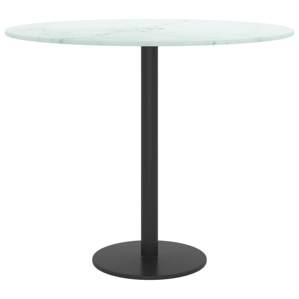 Tafelblad Ø50X0,8 Cm Gehard Glas Met Marmeren Design Wit 1 Ø 50 cm