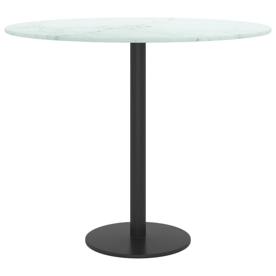 Tafelblad Ø50X0,8 Cm Gehard Glas Met Marmeren Design Wit 1 Ø 50 cm