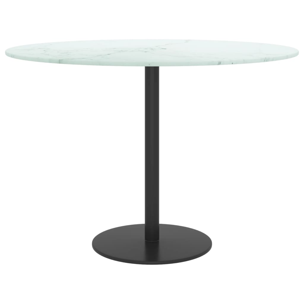 Tafelblad Ø60X0,8 Cm Gehard Glas Met Marmeren Design Wit 1 Ø 60 cm