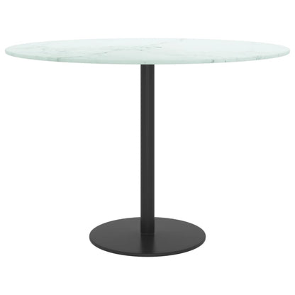 Tafelblad Ø60X0,8 Cm Gehard Glas Met Marmeren Design Wit 1 Ø 60 cm