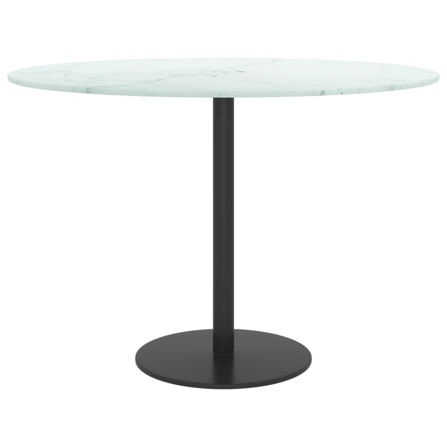 Tafelblad Ø60X0,8 Cm Gehard Glas Met Marmeren Design Wit 1 Ø 60 cm