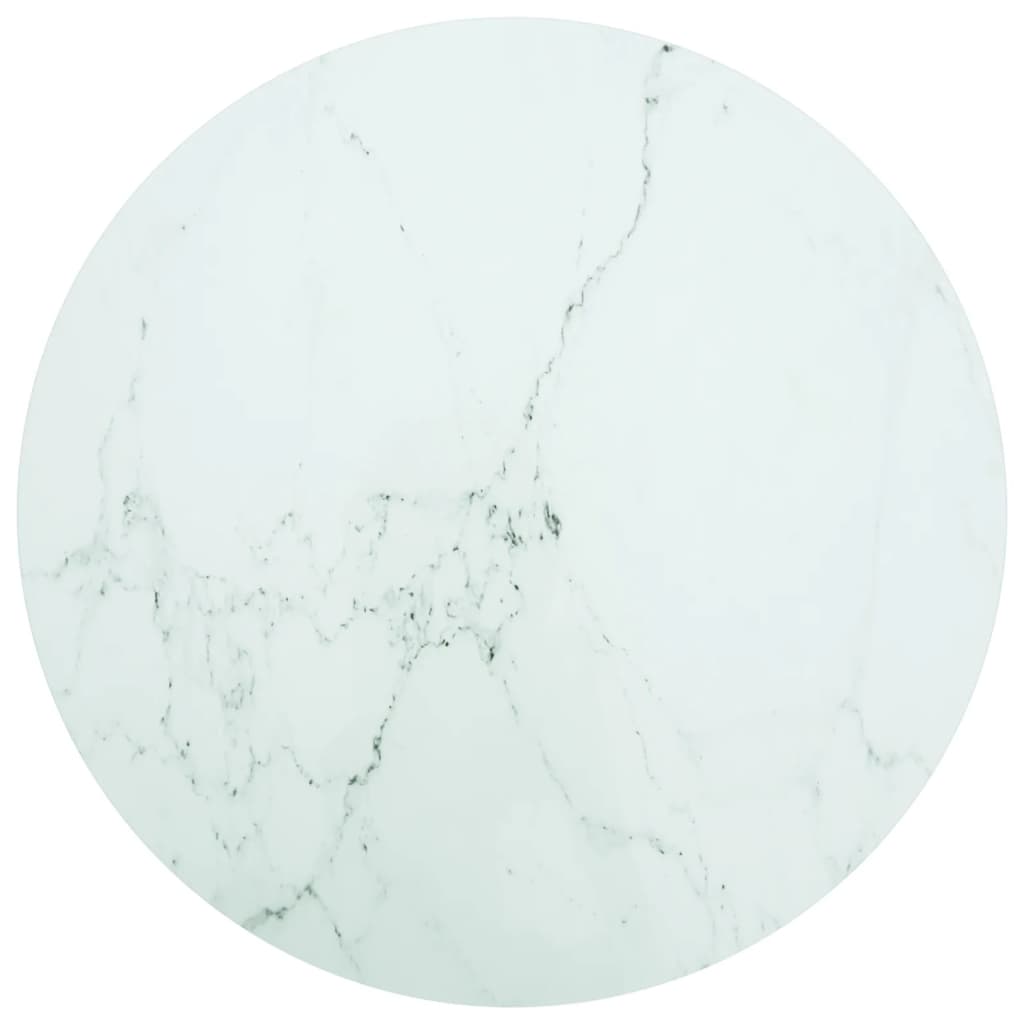 Tafelblad Ø90X1 Cm Gehard Glas Met Marmeren Design Wit Ø 90 cm