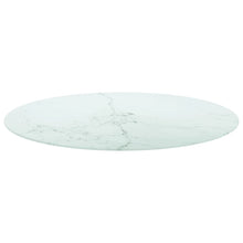 Tafelblad Ø90X1 Cm Gehard Glas Met Marmeren Design Wit Ø 90 cm
