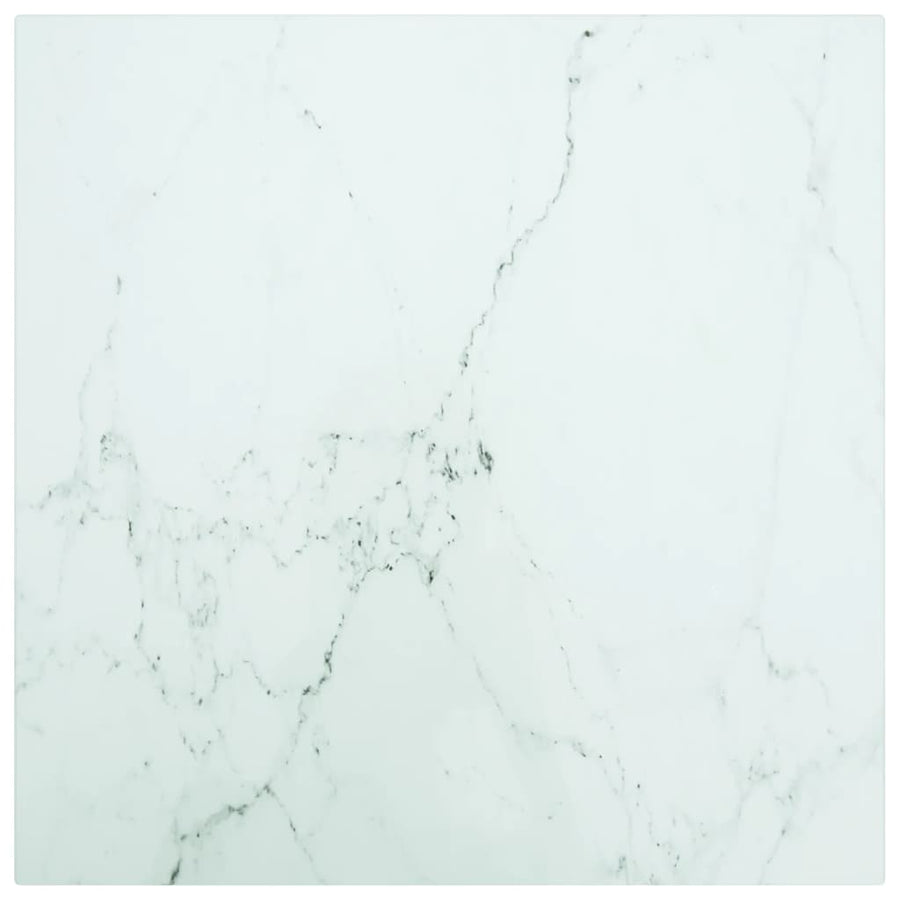 Tafelblad 70X70 Cm 6 Mm Gehard Glas Met Marmeren Design Zwart