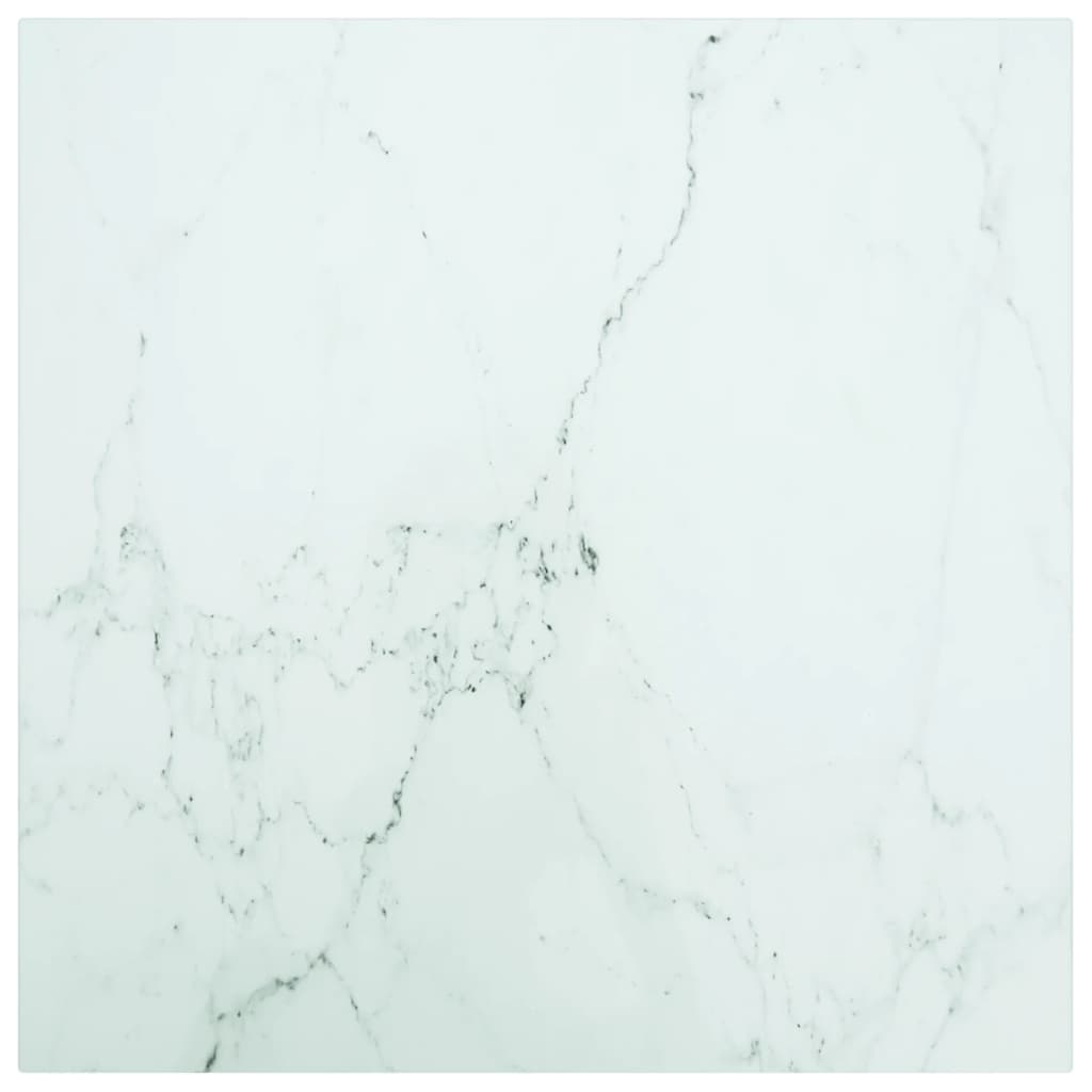 Tafelblad 6 Mm Gehard Glas Met Marmeren Design 50 x 50 cm Wit