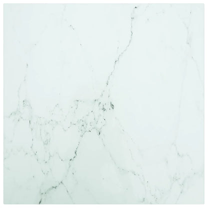 Tafelblad 6 Mm Gehard Glas Met Marmeren Design 50 x 50 cm Wit